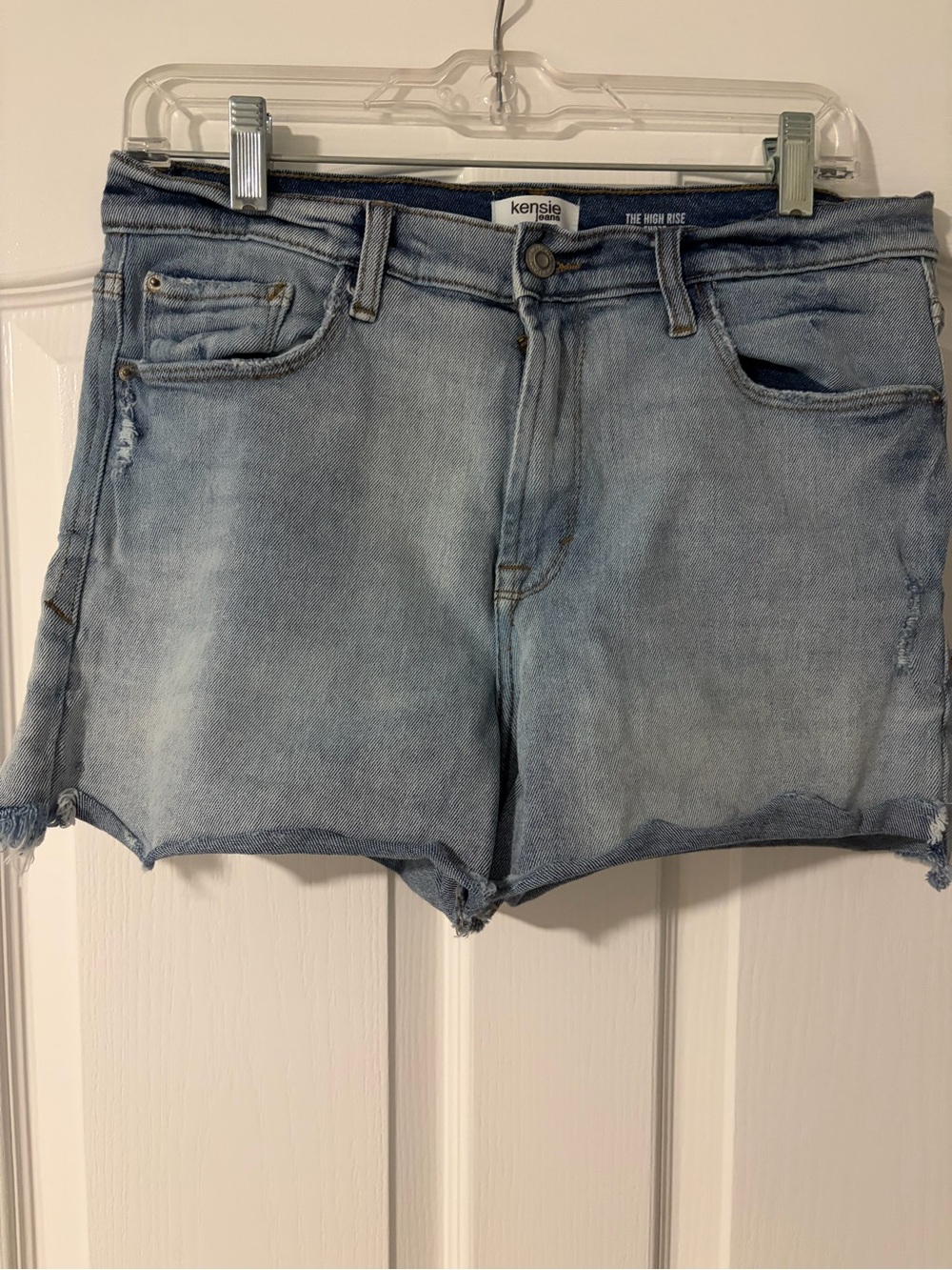 Kensie Light Wash High-Rise Denim Shorts